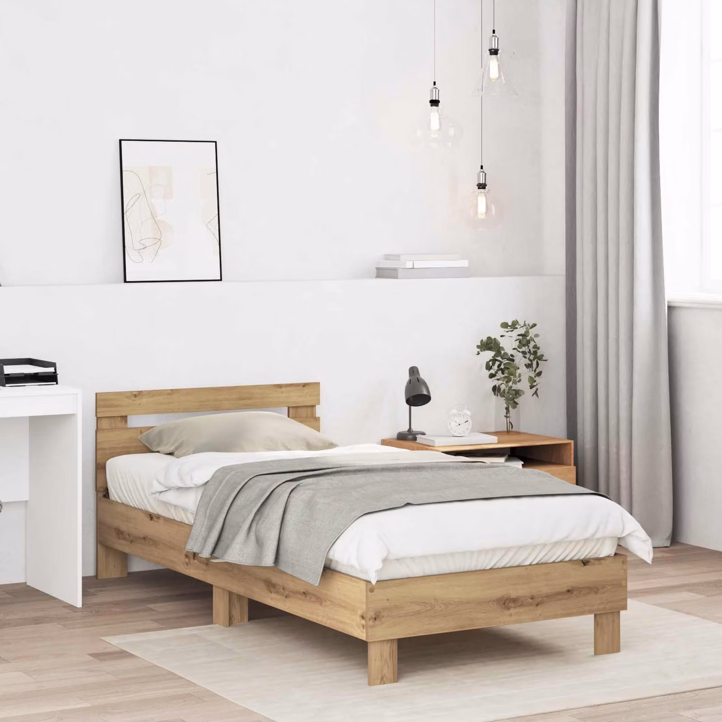 Struttura del letto moderna vidaXL in legno color marrone L 200 x L 80 x H 85 cm
