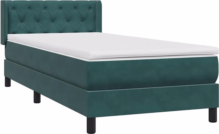 Giroletto a Molle con Materasso Verde Scuro 80x220 cm Velluto