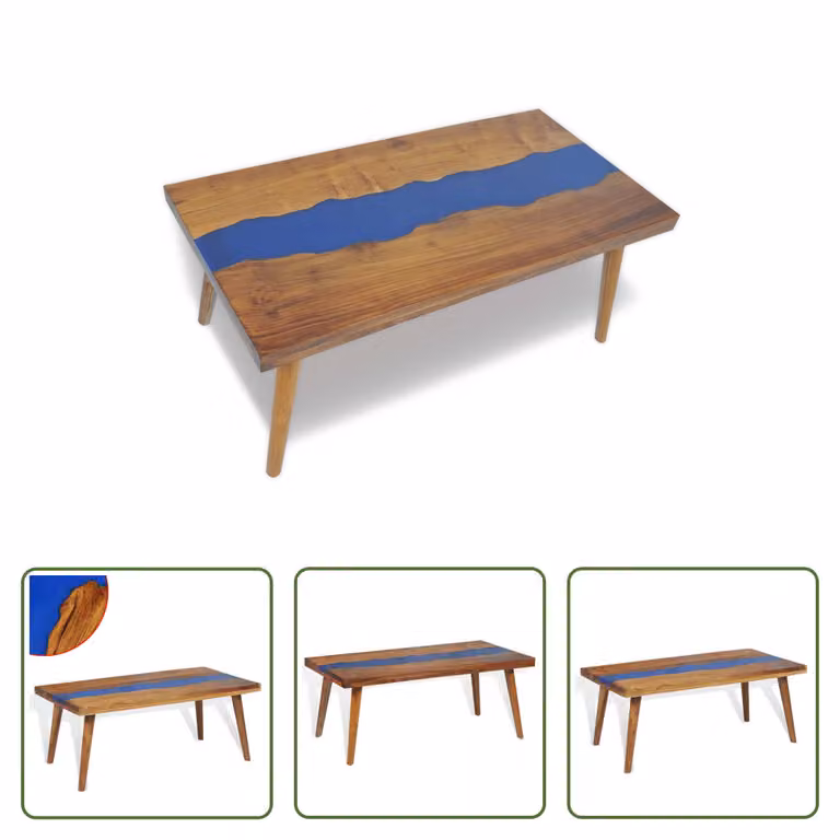 The Living Store tavolino in resina teak 100x50x40 cm
