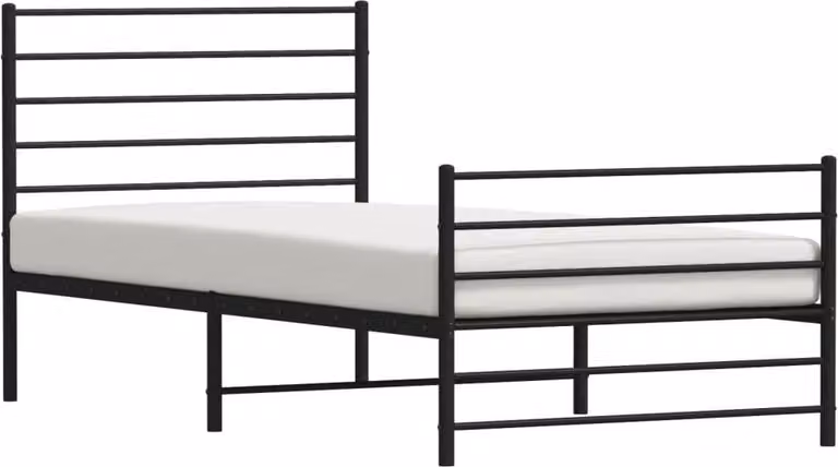 The Living Store Struttura letto con testiera e pediera in metallo nero 107x203 cm