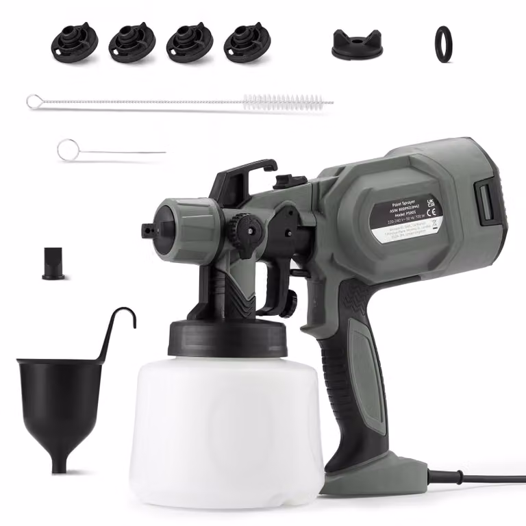 A. Pistola a spruzzo elettrica, 700W, tecnologia HVLP, serbatoio da 1.200 ml