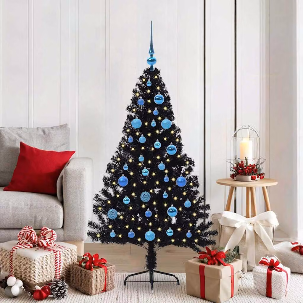 Maison Exclusive - Albero di Natale artificiale preilluminato Nero 150 cm PVC