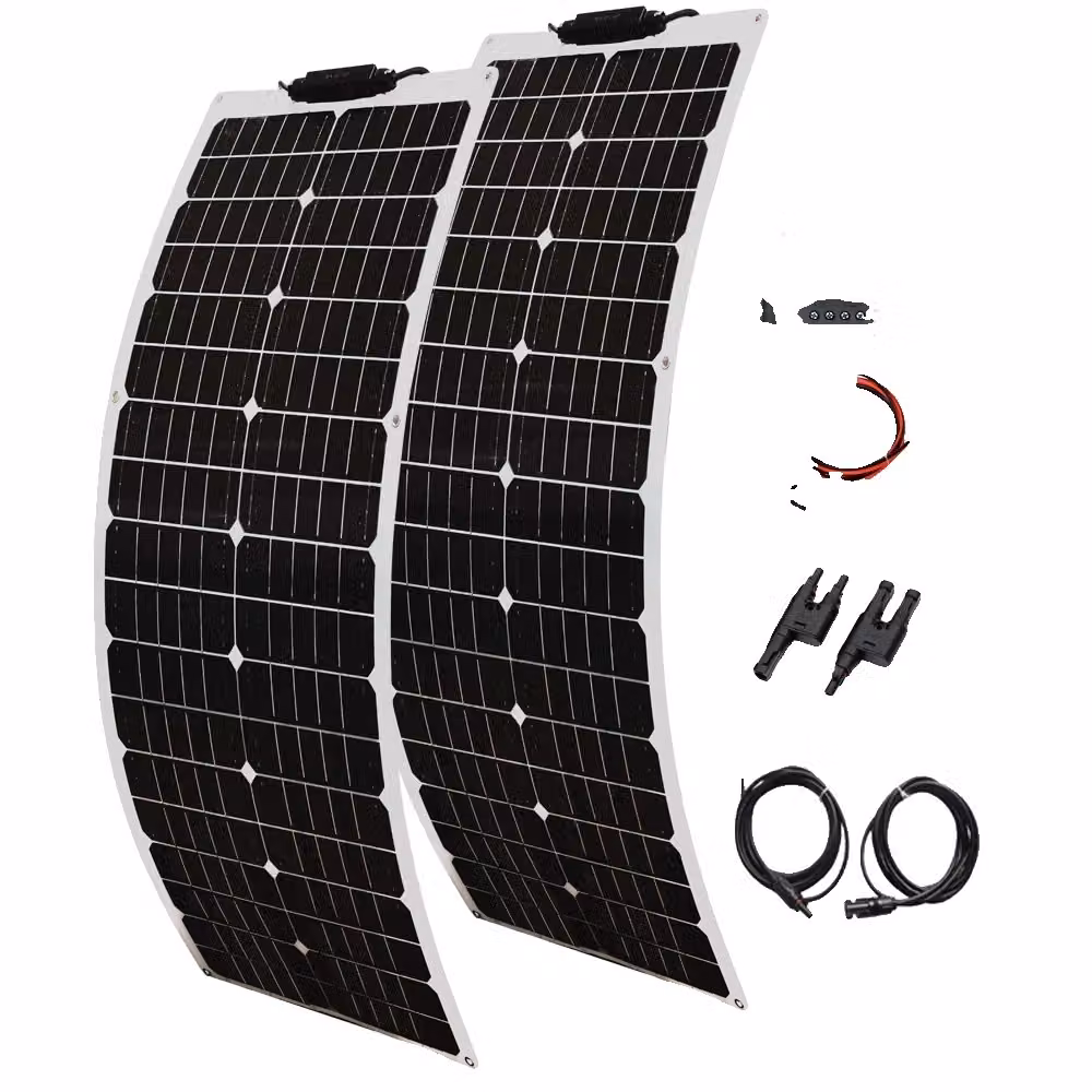 Set di pannelli solari semi-flessibili, alta efficienza del 24%, design leggero, 12V 100W