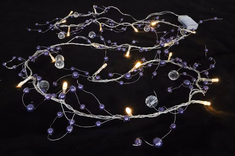 Ghirlanda di perle Lila, lunghezza 2 metri, con 20 luci LED, alimentata a batteria