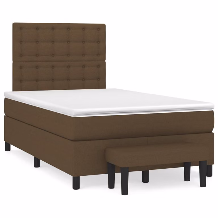 Letto con Giroletto a Molle e Materasso Ibrido vidaXL in Marrone e Bianco L: 120 cm, P: 200 cm