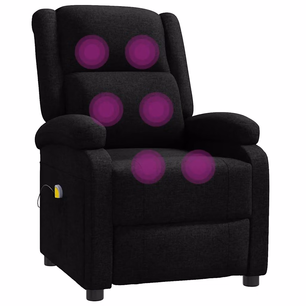 Poltrona relax reclinabile con massaggio vidaXL in tessuto nero con braccioli e struttura in legno e metallo L/P/H: 98 x 70 x 93 cm – 2
