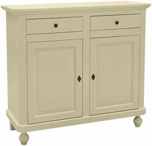 Madia credenza shabby chic in legno e MDF con 2 ante color avorio Mobili 2G L: 104 cm, P: 43 cm, H: 98 cm