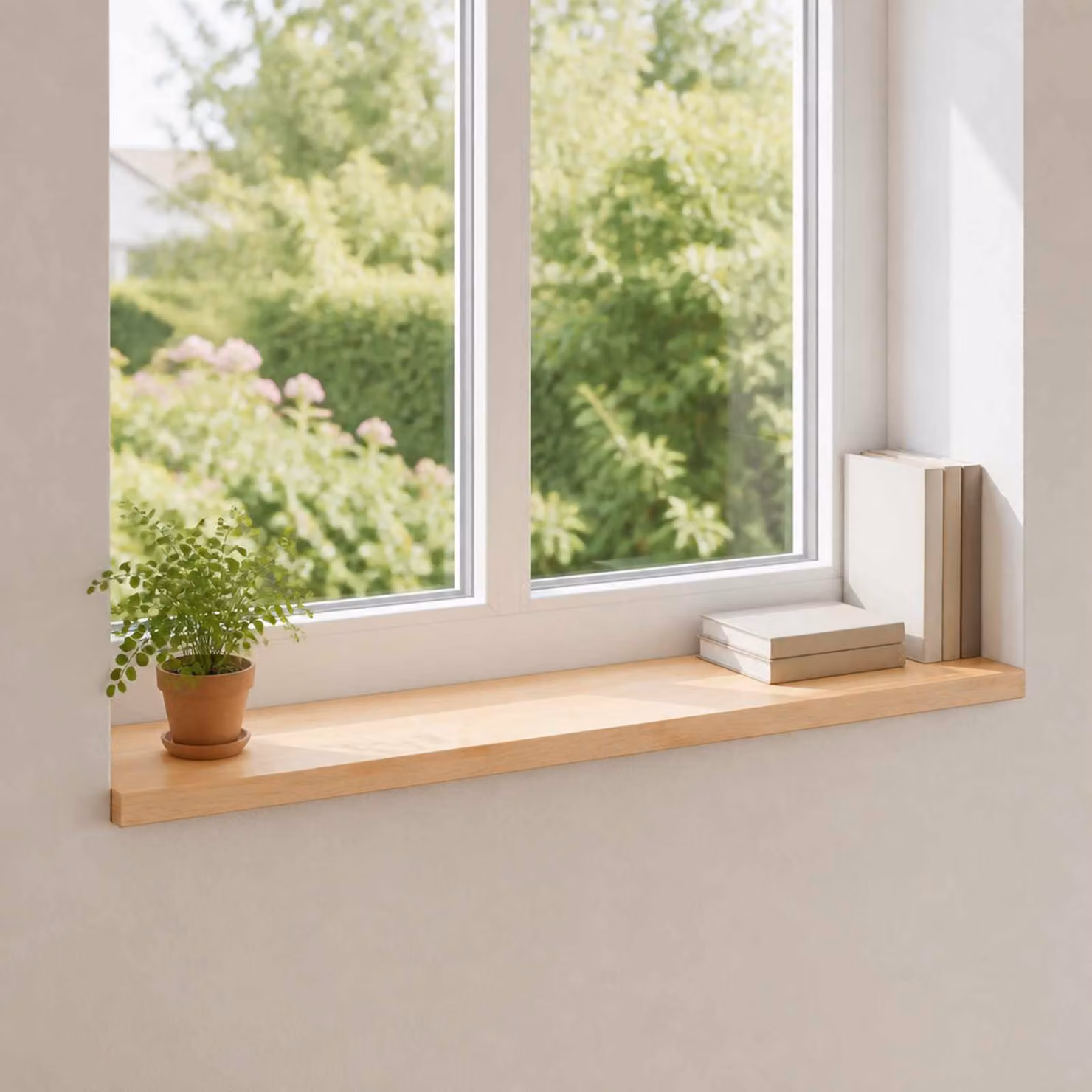 Set di 2 soglie per finestre vidaXL in legno, colore naturale, L 90 x P 15 x H 2 cm