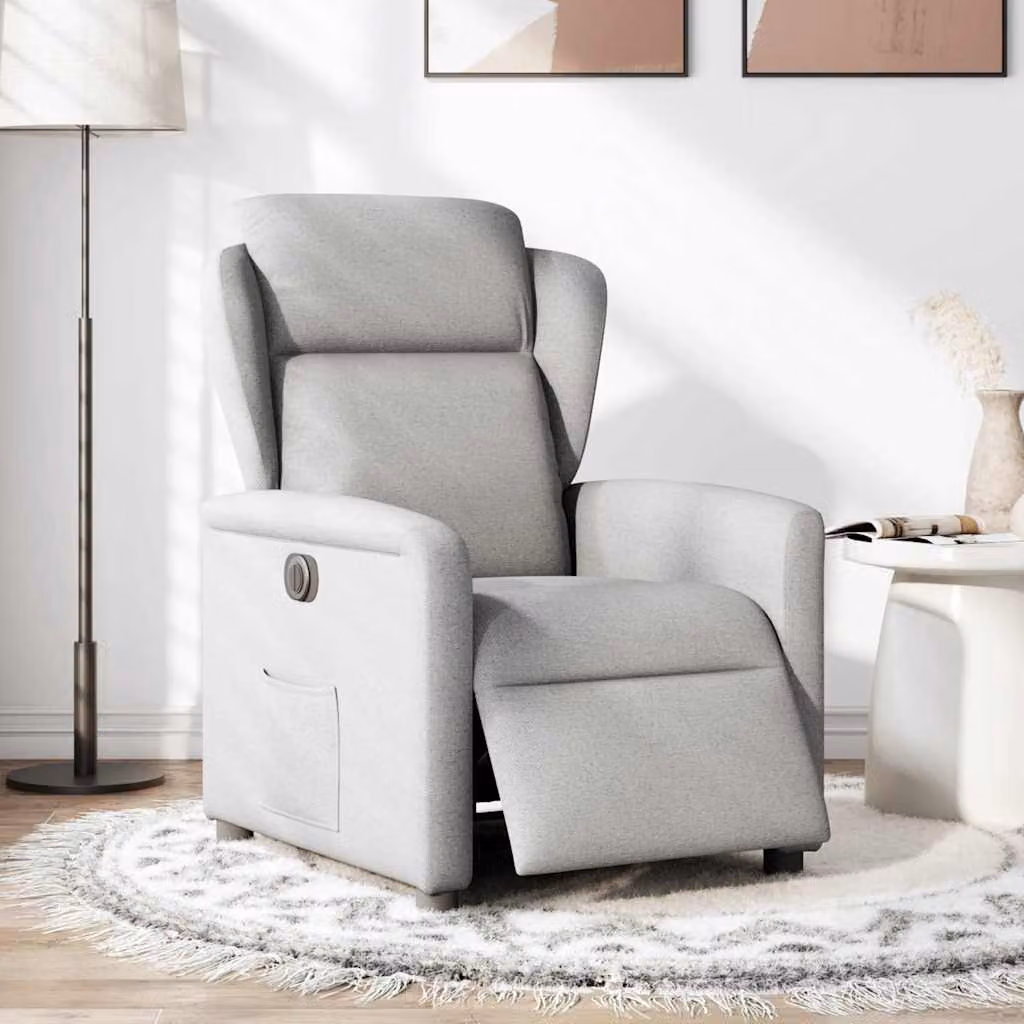 vidaXL Poltrona Elettrica Reclinabile Grigio Nuvola in Tessuto