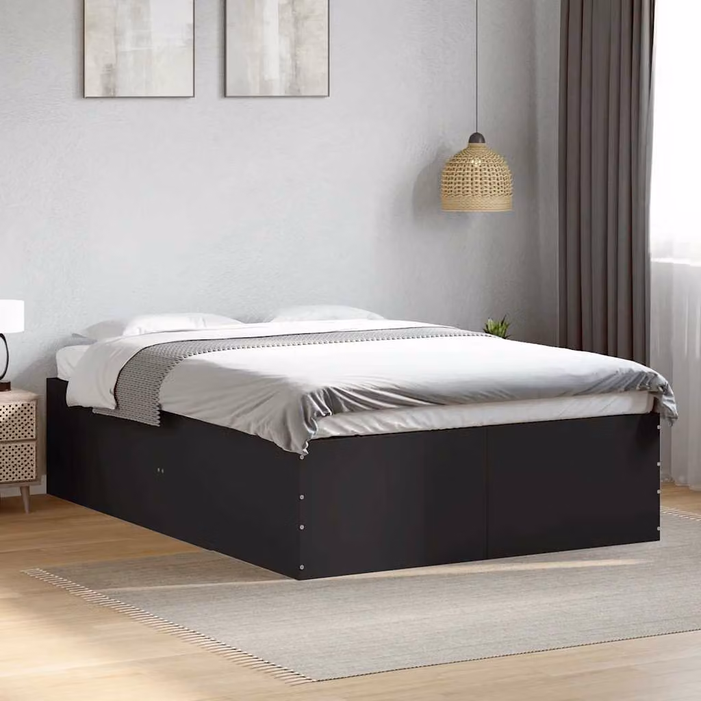 vidaXL Giroletto Nero in Legno con Doghe Fisse L/P/H: 120 x 200 x 45 cm – 1