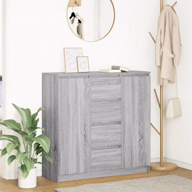 Credenza con cassetti moderna vidaXL in MDF grigio, L: 100,5 cm, P: 35 cm, H: 98,5 cm