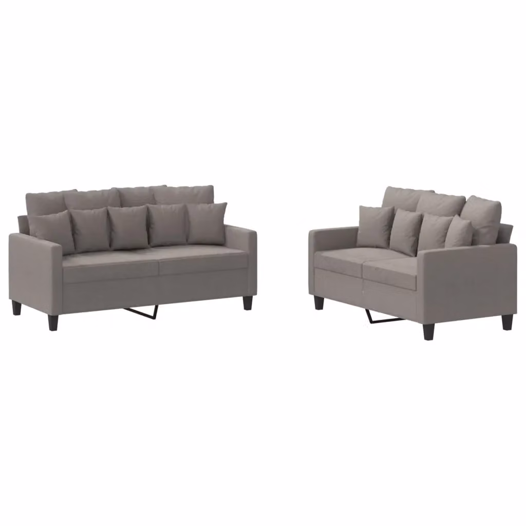 Set di 2 Divani Moderni vidaXL in Tessuto con Cuscini Beige e Grigio – 2