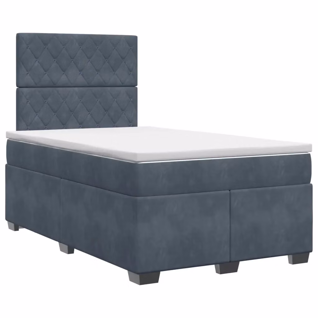 Letto box spring con materasso ibrido vidaXL in velluto grigio e bianco L/P: 120 x 200 cm – 2