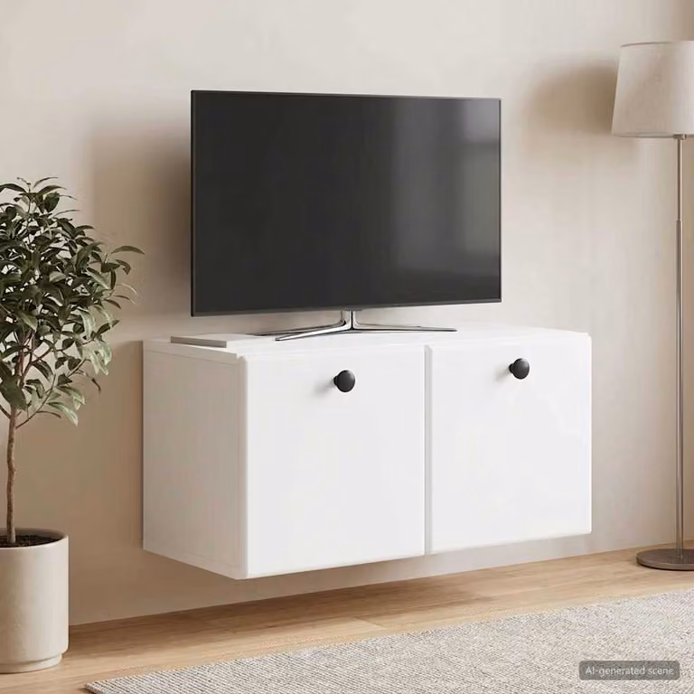 vidaXL Mobile Porta TV da Muro Moderno Bianco L: 59,5 cm, P: 31 cm, H: 30 cm