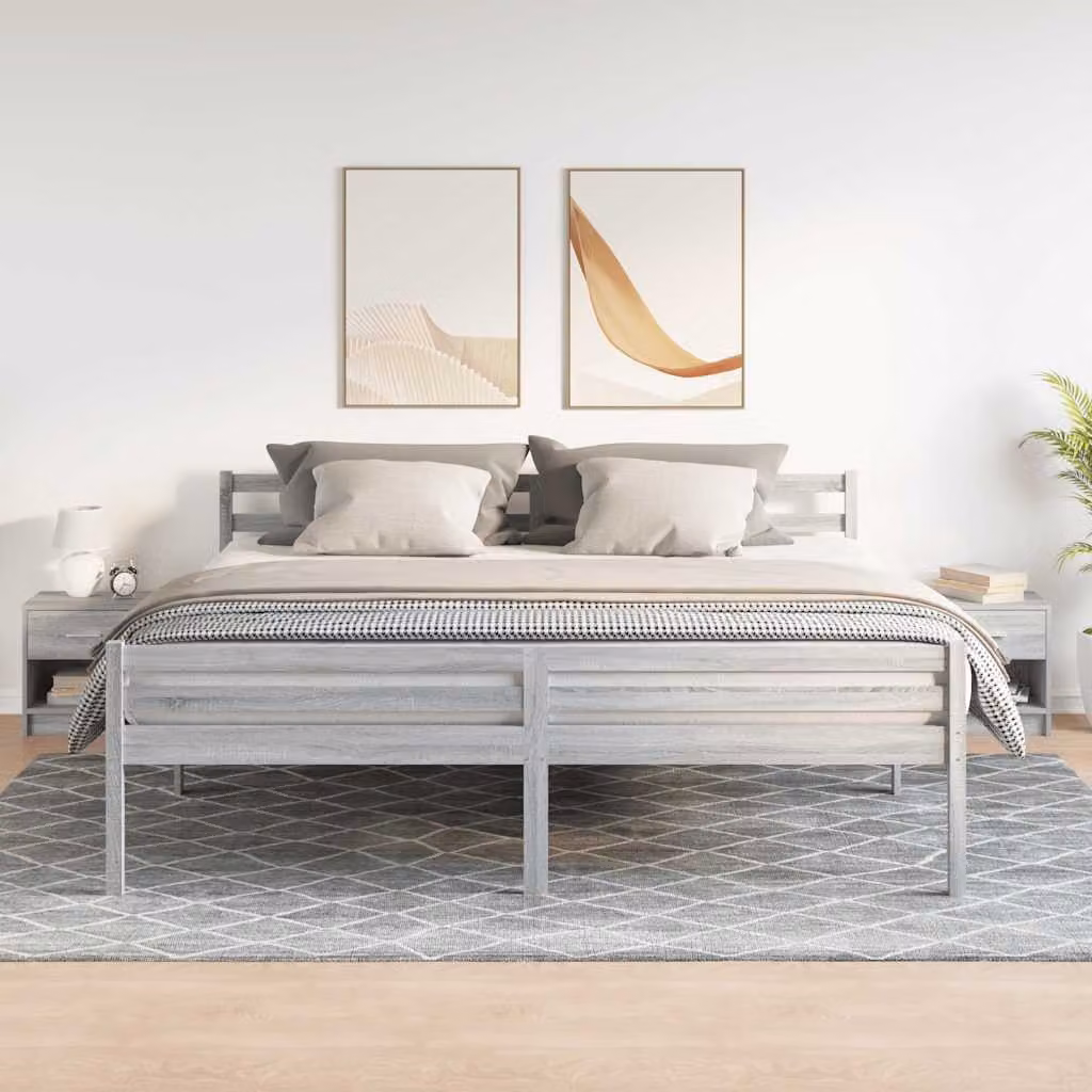 Set di 2 comodini vidaXL con cassetto in stile moderno, colore Grigio Sonoma, L 39 cm x P 28 cm x H 41 cm