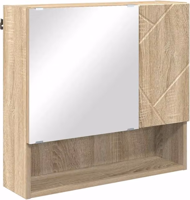 Armadietto con specchio moderno portaoggetti salvaspazio 59 x 17 x 55 cm in legno multistrato rovere sonoma 02_0052869