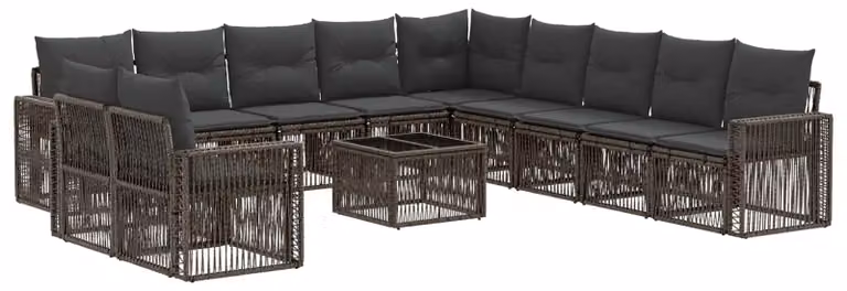 Set Divano da Giardino 12 pcs Grigio e Grigio Scuro polyrattan