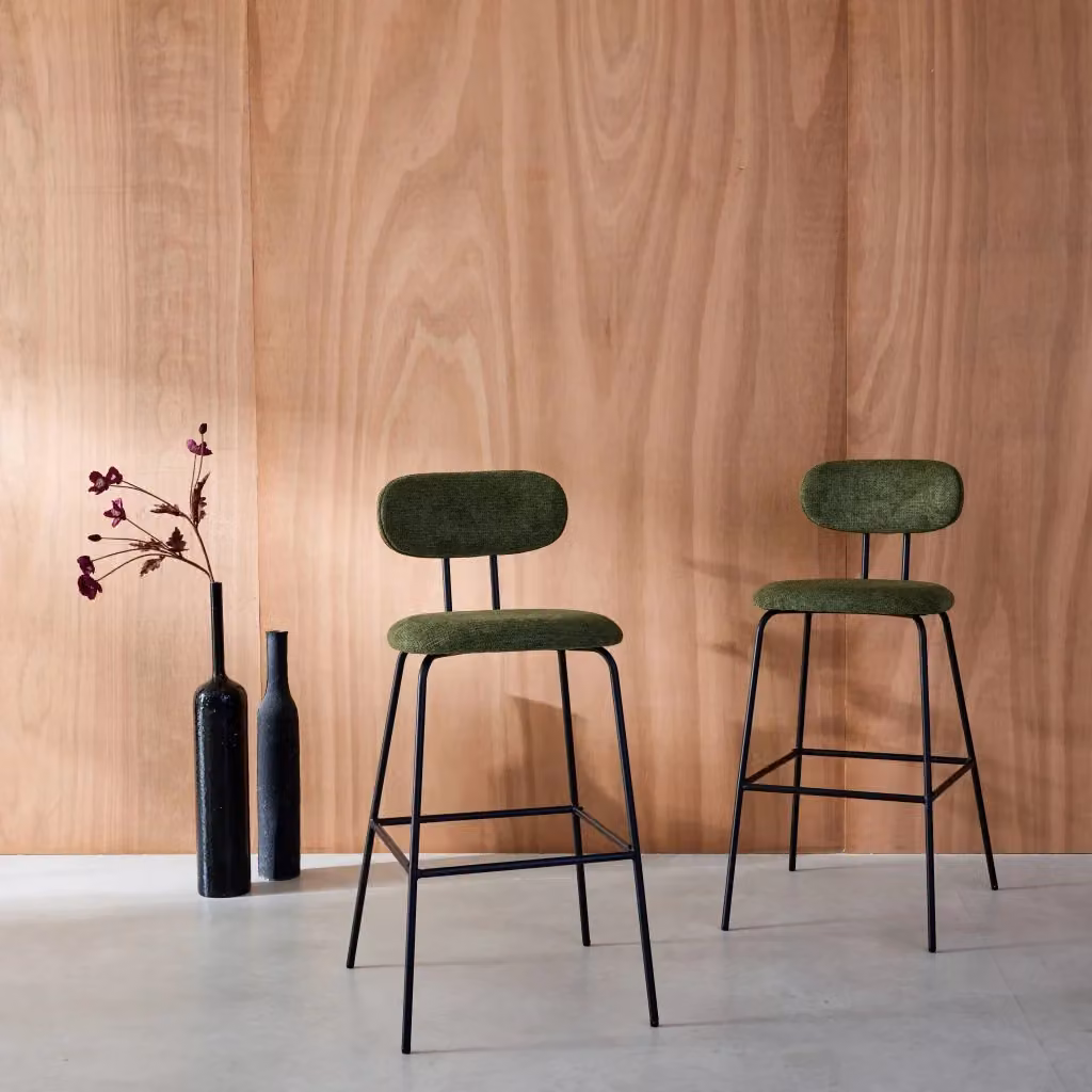 Set di 2 sgabelli da bar Sweeek in legno curvato e tessuto, design moderno per cucina e soggiorno – 2