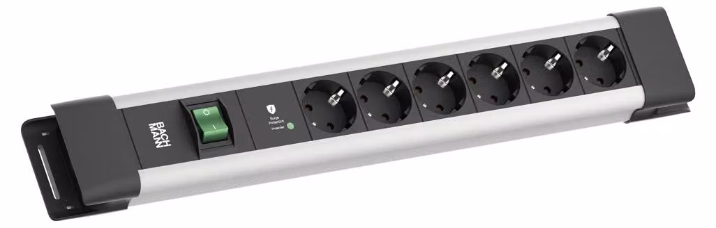 BACHMANN CONNECTUS 6xCEE7/3, 1xSPD-Plus 1xinterruttore 2,0m CEE7/7 Grigio