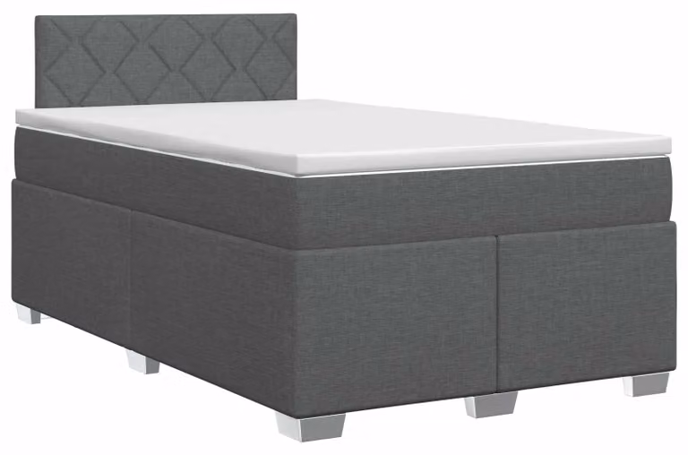 Letto a molle con materasso grigio scuro 120 x 190 cm in tessuto