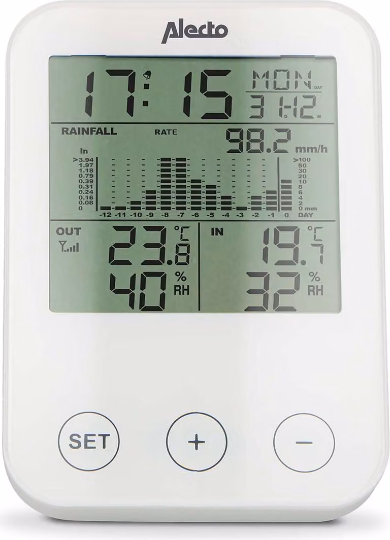 Alecto WS-1200 - Stazione meteorologica con misurazione wireless delle precipitazioni, bianco