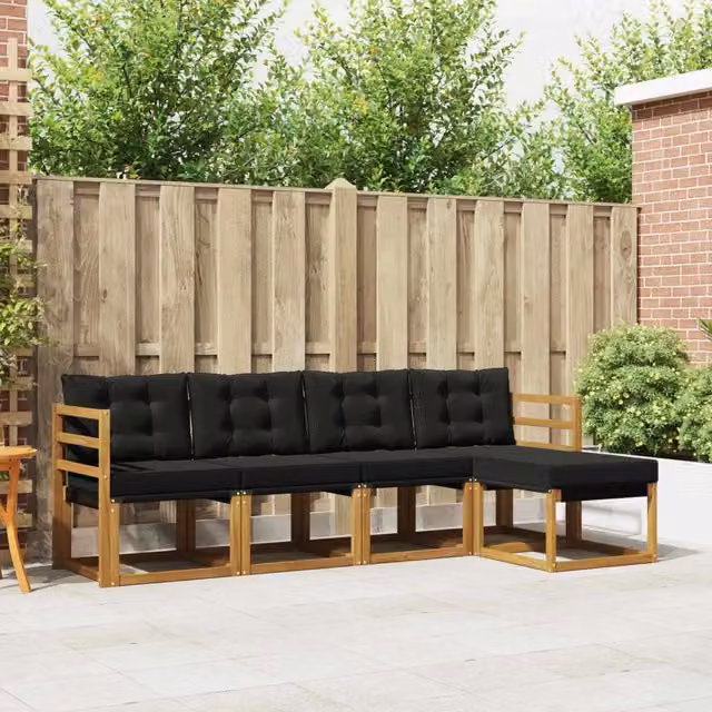 Set di divani da esterno 5 pz Naturale e Nero 3368559
