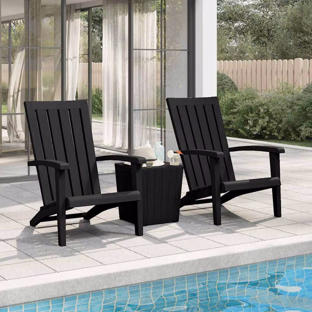 Set di 2 sedie Adirondack da giardino vidaXL in polipropilene nero resistente ai raggi UV