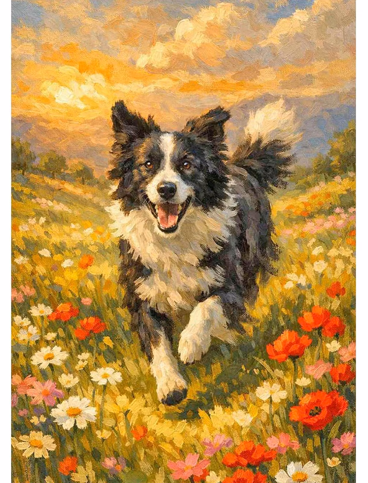 Dipinto a diamante 5D, soggetto: Border Collie, dimensioni 30 x 40 cm