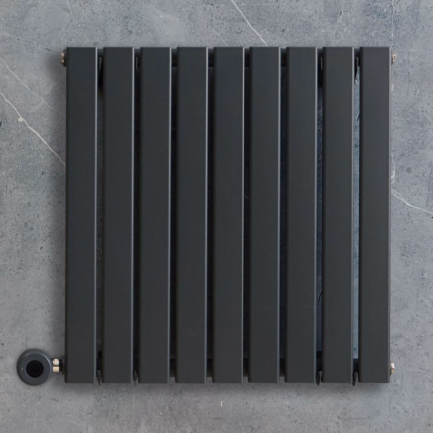 Radiatore Elettrico di Design Orizzontale - Antracite - 635mm x 420mm (Pannello Singolo) - con Elemento Riscaldante Termostatico Cromato Cablato Wi-Fi - Delta - ECOSO by Hudson Reed