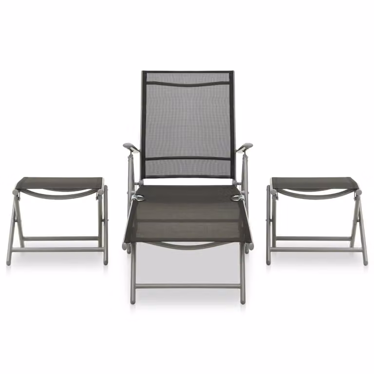 set 3 pezzi da giardino Textilene e alluminio argento