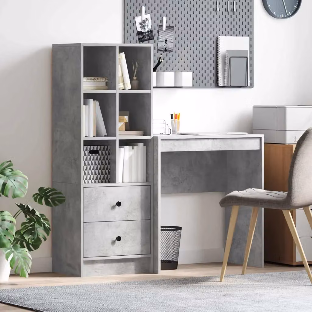 Scrivania moderna DESIGN IN con scaffale e cassetto in MDF laminato, Grigio e Marrone, L: 127,0 cm, P: 40,0 cm, H: 76,7 cm – 2