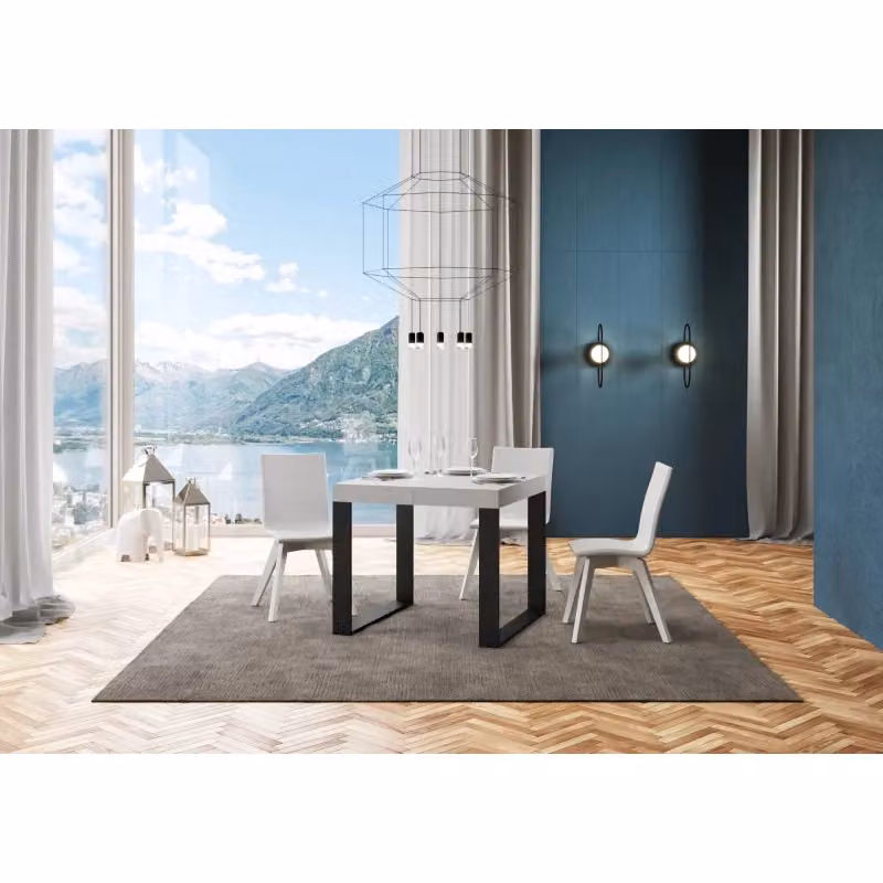 Tavolo allungabile Itamoby moderno con piano in bianco frassino e telaio antracite L/P: 90 x 90 cm, estensibile fino a 246 cm – 2