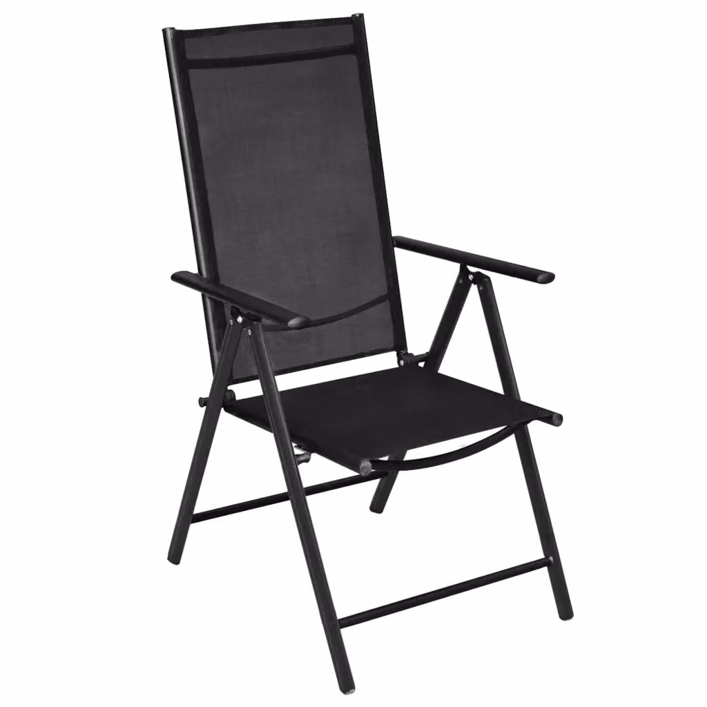 Set di 4 sedie pieghevoli vidaXL in alluminio e textilene nere con braccioli per giardino e terrazzo – 2