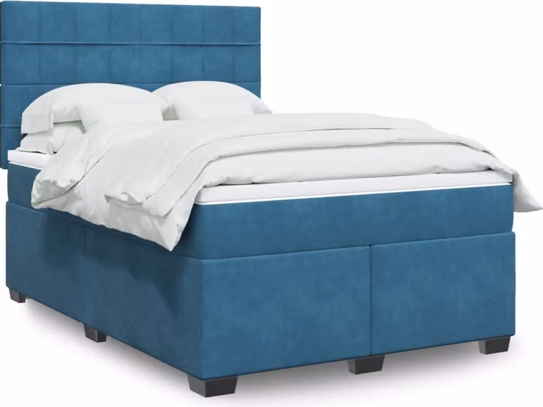 Maison Exclusive - Giroletto a Molle con Materasso Blu 160x200 cm in Velluto