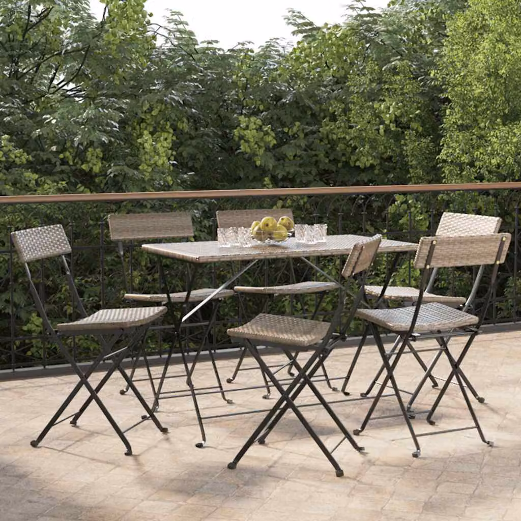 Set di 6 sedie pieghevoli vidaXL in polyrattan grigio e acciaio per giardino e terrazza