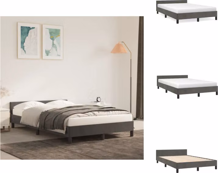 vidaXL Letto con testiera in velluto grigio scuro 120x200 cm - Letti & Reti