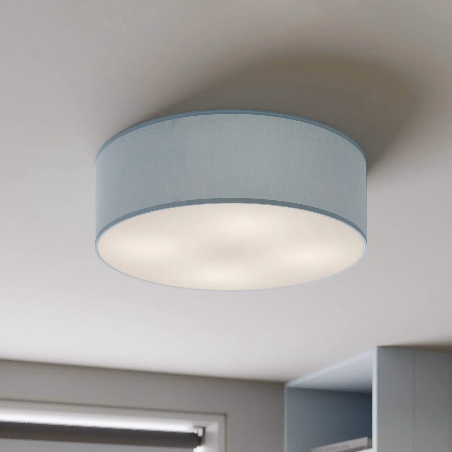 Plafoniera soffitto Rondo TK Lighting, dimmerabile, Blu, Camera da letto, Tessuto / Stoffa / Seta, Moderno, Plafoniera