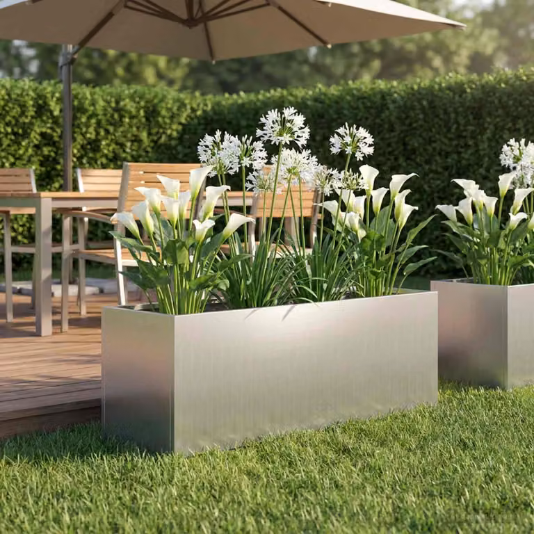 Vaso da giardino vidaXL in acciaio zincato argento L: 40 cm, P: 20 cm, H: 20 cm