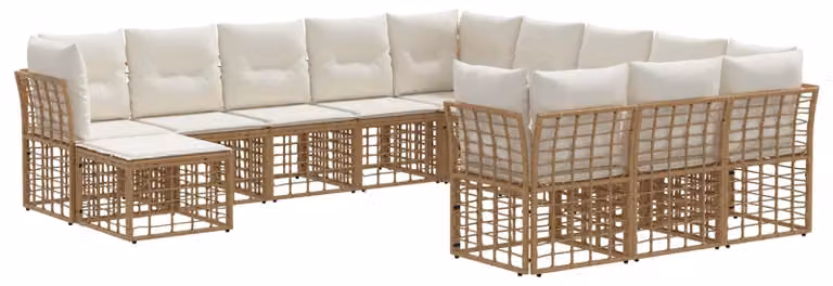 Set di divani da esterno 12 pcs Naturale e Bianco Crema