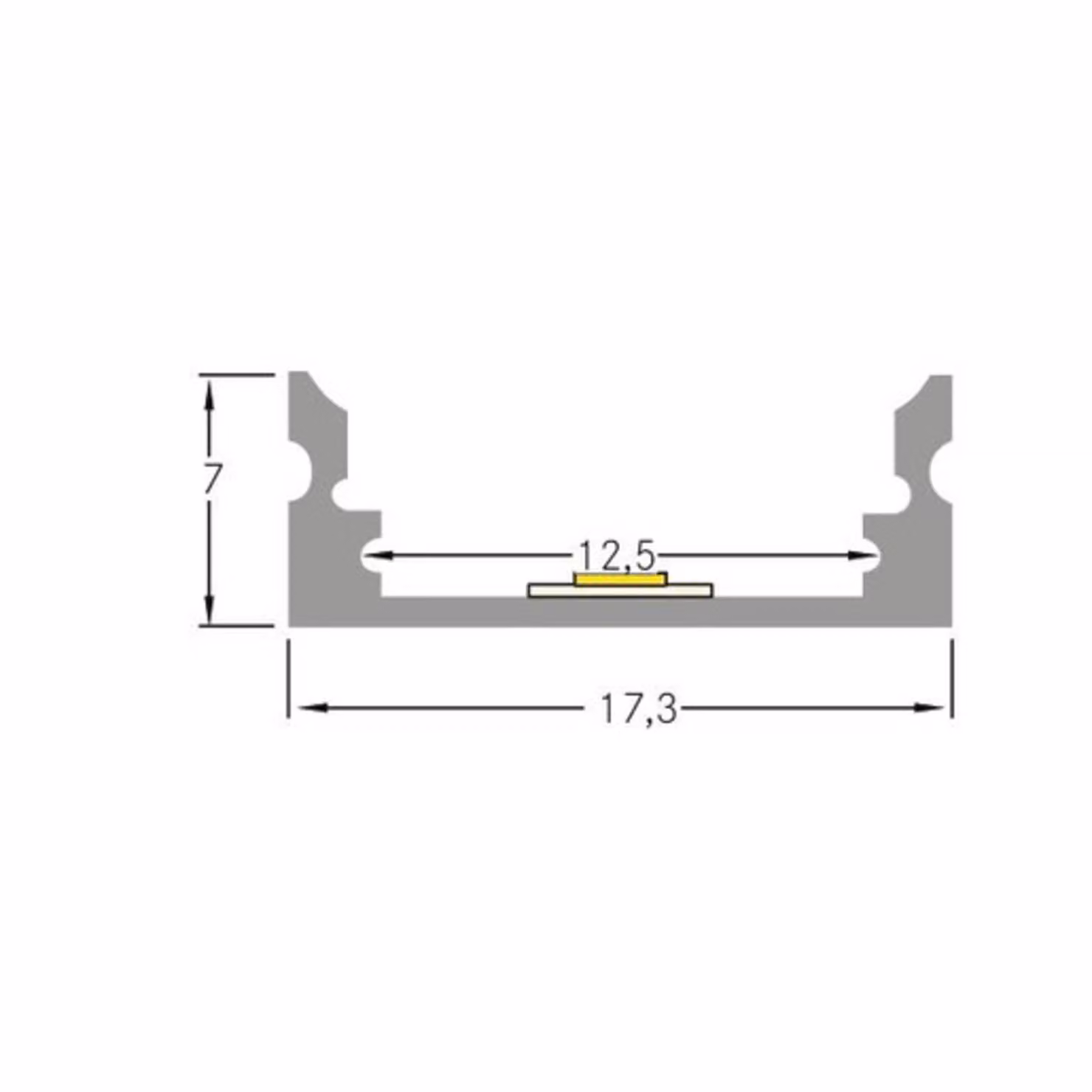 BRUMBERG Set di profili in alluminio per strisce LED montate superficie Anbauprofil, Alluminio / Grigio / Zincato, Alluminio, Barra luminosa