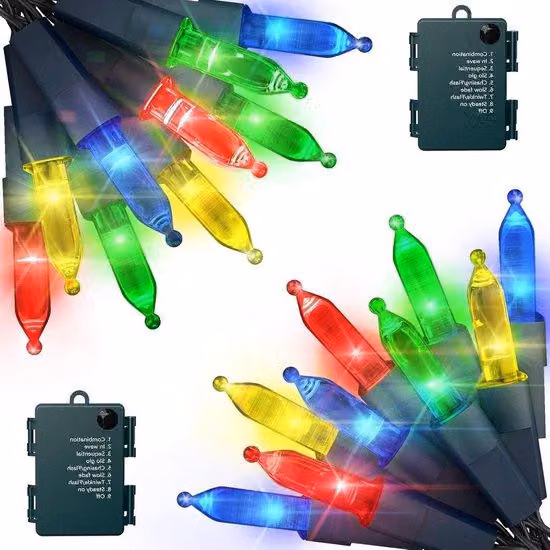 Lumini a batteria - Illuminazione festiva in miniatura per esterni - Impermeabili - 2x 50 LED, 5,2 metri - Cambio di colore