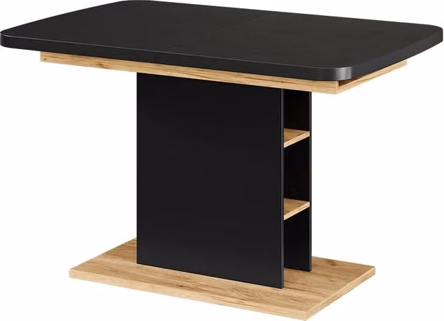 Tavolo da pranzo allungabile Fenaro Nero/Rovere dorato 120-160 x 80 cm 2 parti Vicco