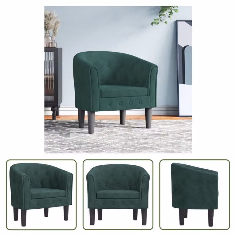 The Living Store Sedia Club in velluto verde scuro