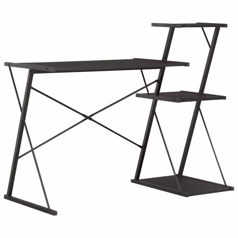 Scrivania con ripiano nero 116×50×93 cm
