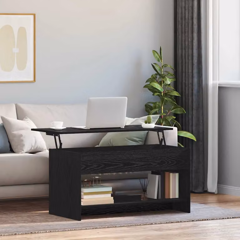 vidaXL Tavolino da salotto moderno in legno nero e rovere L: 80 cm, P: 50 cm, H: 41,5 cm