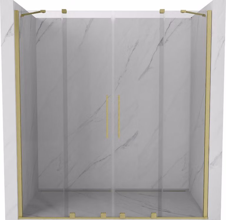 Mexen Velar Duo porta doccia scorrevole 180 cm, trasparente, dorato spazzolato - 871-180-000-02-55