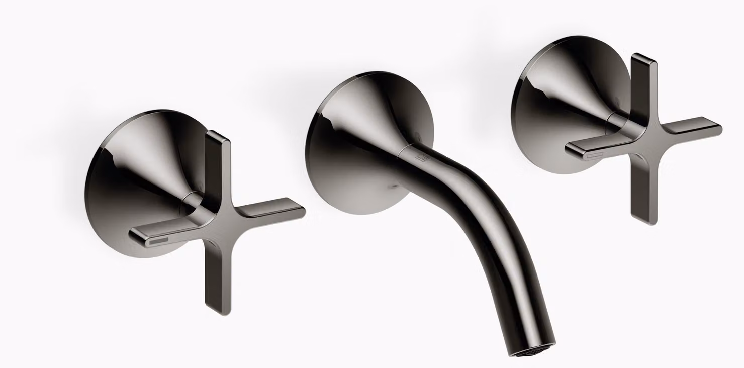 Dornbracht VAIA Mélangeur mural pour lavabo sans vidage, poignée croisillon, saillie 125mm, 36702809-19, 36702809-19