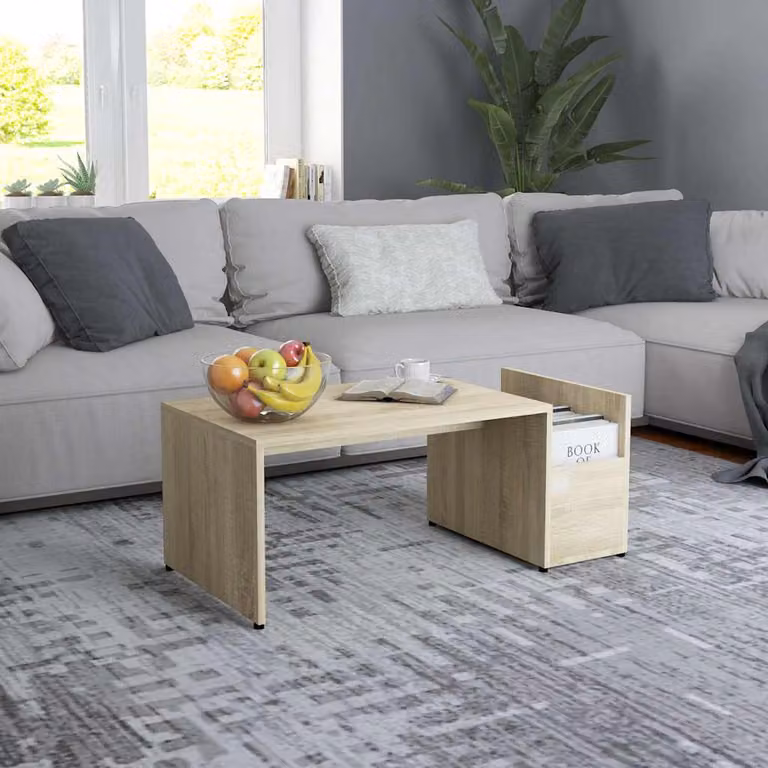 vidaXL Tavolino da Salotto Moderno in Legno e MDF Colore Rovere, L 90 x P 45 x H 35 cm