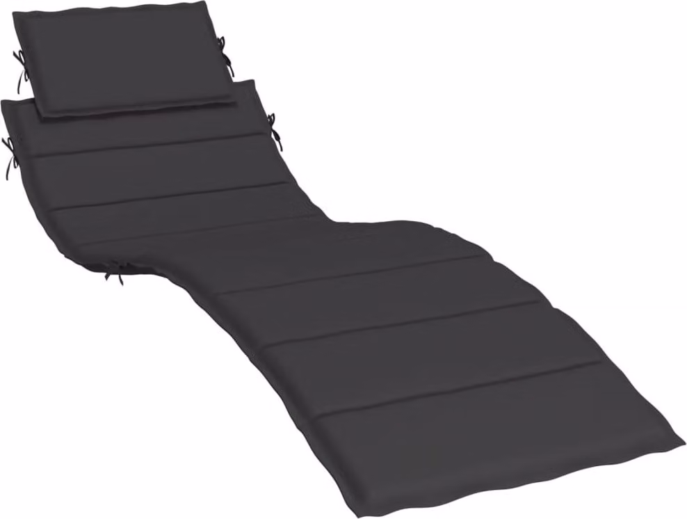 Cuscino per Lettino Nero 186x58x4 cm in Tessuto Oxford