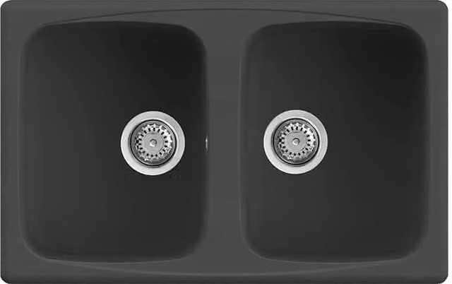 Lavello da incasso a 2 vasche Elleci Master 350 in Granitek colore Antracite L/P: 79 x 50 cm